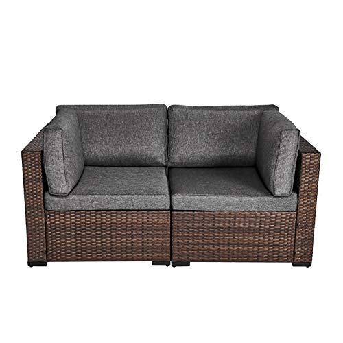 Kinsunny PE Wicker Patio Loveseats Sectional Corner Sofa Rattan Outdoor Furniture Sofa Set