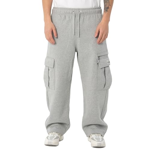 Pro Club Mens Heavyweight Basic Open Leg Cargo Sweatpant Heather Gray Medium