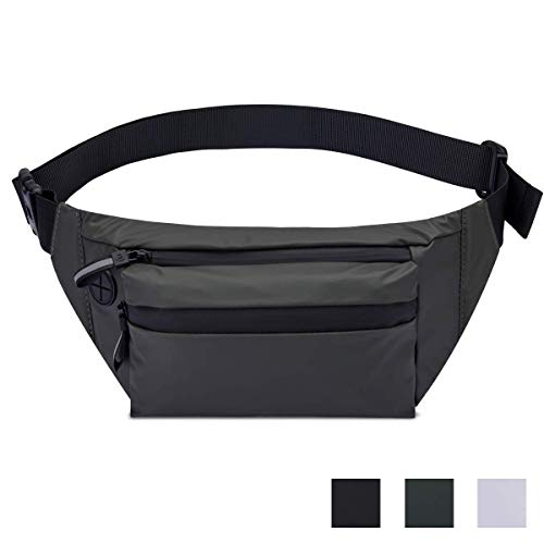 Bauchtasche Herren Sport Gürteltasche Wasserdicht Damen Verstellbar Waist Bag mit Futterstoff Hüfttasche Mit Kopfhörer Durchlass Viele Fächer