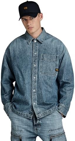 G-Star Men's Boxy Fit Overshirts, Blue (Faded Monsoon D23007-d499