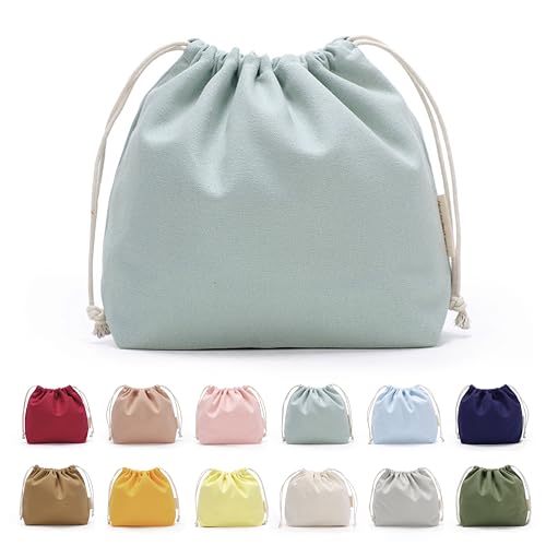 巾着袋 小 大 無地 巾着 おしゃれ かわいい 【Poco'ce掲載・21色展開・柳鼠】 帆布 きんちゃく袋 大きい こども インナーバッグ 巾着ポーチ 巾着 (柳鼠,M)の画像