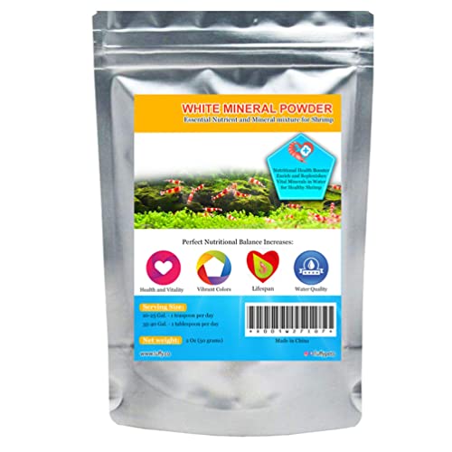 SunGrow White Mineral Powder, Calcium Enriched for Shrimpâ€™s Stress-Free molting, Aids in Healthy & Active breeding, Improves Water Quality for Longevity, Imparts Color to Shrimps