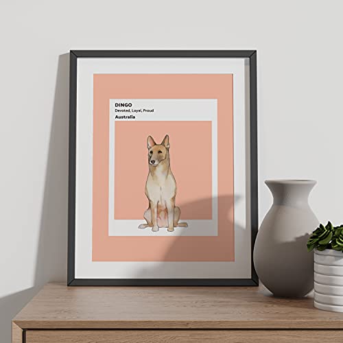Nacnic Dingo Print. Poster mit Illustrationen von Hunderassen in warmen Tönen und Kuchen. Innenausstattung. A4 Größe