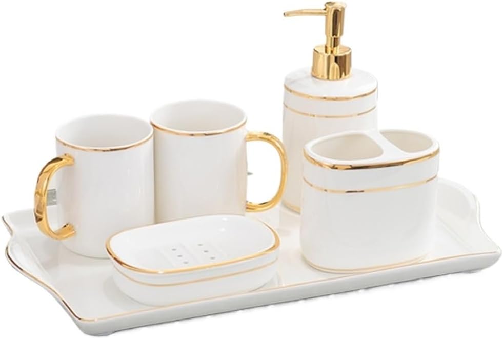 Bathroom Five-Piece Set Couple Brushing Teeth Mouthwash Cup Ceramic Wedding Gift