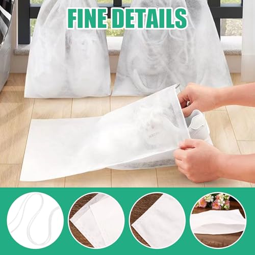 100 Pack Shoe Bags for Travel, 20 x 16 Inch Large Dust Bags for Handbags, Non Woven Travel Shoe Bags for Packing in Suitcase, Drawstring Breathable Shoe Travel Bag, Dust Cover for Storage4