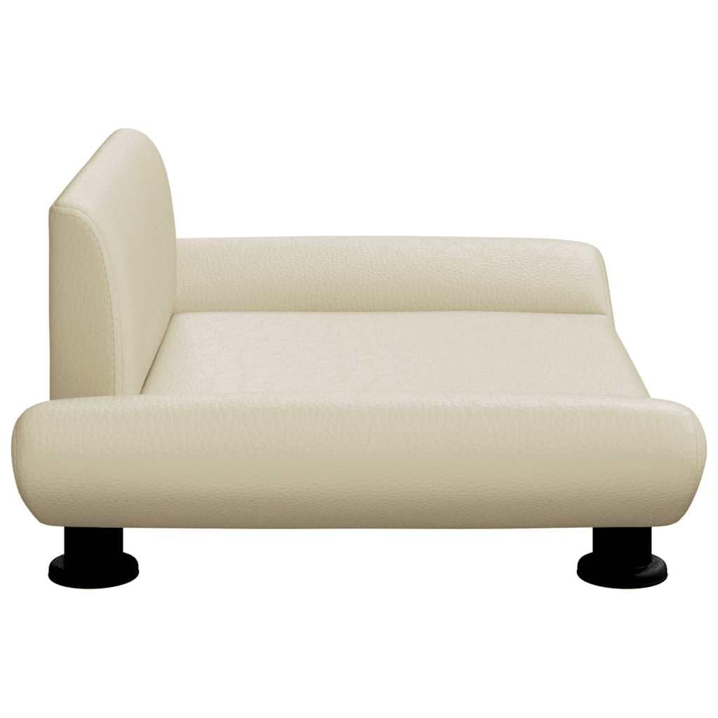 Hundebett Creme Kunstleder 70x45x28 cm mit Schaumstoff, robuster Rahmen aus Kiefernholz, rutschfest und pflegeleicht, ideal als Hundekissen, Schlafplatz oder Welpenbett für kleine Hunde