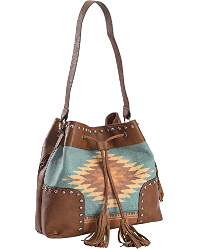 Blazin Roxx Women's Zapotec Southwestern Print Drawstring Bucket Bag Brown One Size