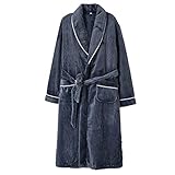 TARAAN Herren Bademantel Winter verdickter Koralle Velvet männer Pyjamas koreanische Version des langen Absatzes warmes Duo männliche große Code Flanell Bademantel (Color : A, Size : XL)
