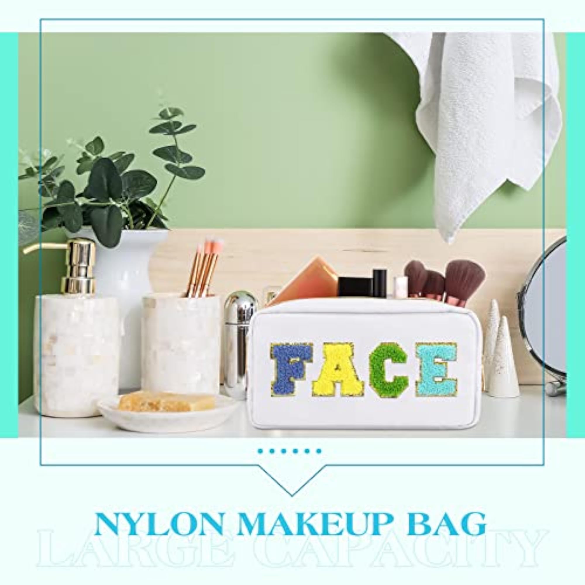 Preppy Makeup Bags Chenille Letter Stuff Bag