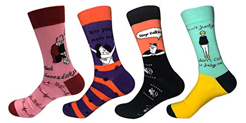 TOSKIP Novelty Socks Cool Animals Funny Dress Socks 4 Pack for Men and Women Size 7-12 (YLSD)