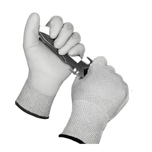 Image of Industrial, Civil, Woodworking, Machanical Cut-Resistant Gloves - PU Palm Coated, HPPE /Fiberglass Core - Lightweight, High Dexterity Safety Gloves for Warehouse (2 Pair, Cut Level 5)