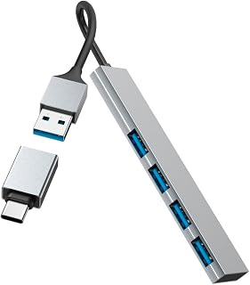 Hama USB-Hub 4 Ports, USB-A, USB-C-Anschluss, Aluminium, Ultra Slim