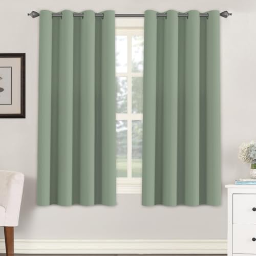 Image of H.VERSAILTEX Blackout Curtain for Living Room Thermal Insulated Window Treatment Curtain Extra Long 63 inch Length Energy Saving Solid Grommet Top Blackout Drape, One Panel, Cyan, 52 inch W x 63 inch L