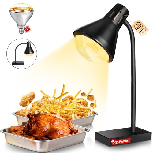 Food Heat Lamp [3S Fast & Uniform Heating] [Compact Design] Commercial Food Warmer Light 250W Heat Lamp for Food Warming Lamp for Parties Buffet Restaurant Kitchen Home Use (Black)