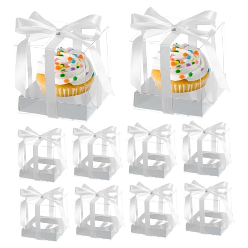 Alipis 10pcs Transparent Cupcake Packing Boxes Cake Boxes for Birthday Parties for Cookies and Desserts Includes Matching Inserts for Secure Presentation