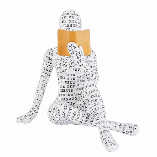 ARJDXDP Resin Abstract Thinker Sculpture, Reading Woman Figurine, Decorative Figures, Innovative Lady Reading Pulp Molding Bookshelf Ornaments for Home Decoration