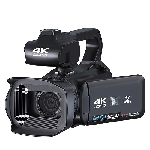Caméscope Vlog 4K 60FPS numérique avec écran tactile rotatif 4 pouces et carte SD 16Go