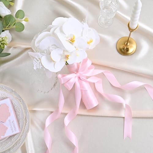 Image of Lt Pink Double Face Satin Ribbon 1 inch X 50 Yards Spool Bright Colors Very Suitable for Weddings Gift Package Wrapping Dancer Wand Sewing Party Hair Bow Invitation Decorations and More