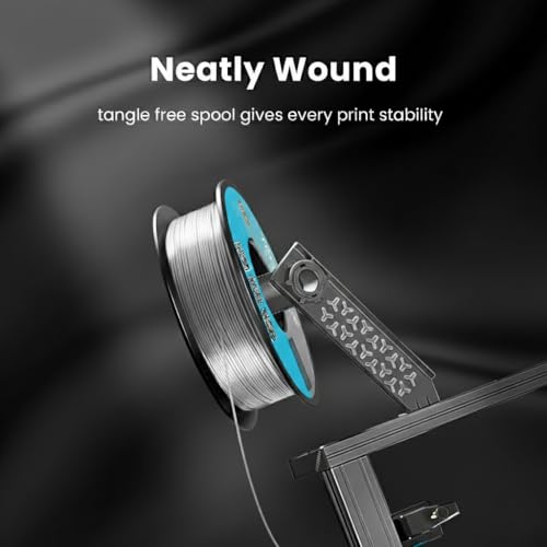 Image of Silk PLA Filament 1.75mm Silver 1KG, Metallic Shine High Gloss Finish Perfectly Wound, Accuracy + /-0.02mm 3D Printer Filament Vacuum Packaging