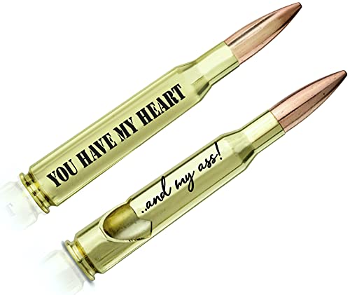 Funny Anniversary / Birthday Gifts for Boyfriend I Husband Birthday Gift - "You have my Heart and my As!" - 50 Cal Bottle Opener I Cute Couples Anniversary Gifts for Boyfriend from Girlfriend