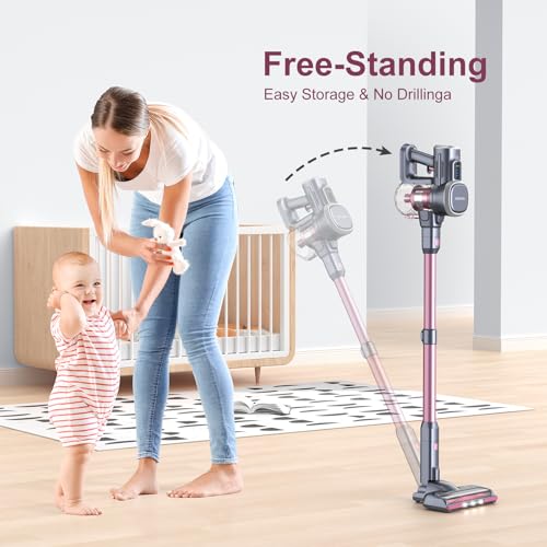 Lubluelu 25000Pa Cordless Stick Vacuum, 50min Runtime for Hard Floors & Carpets