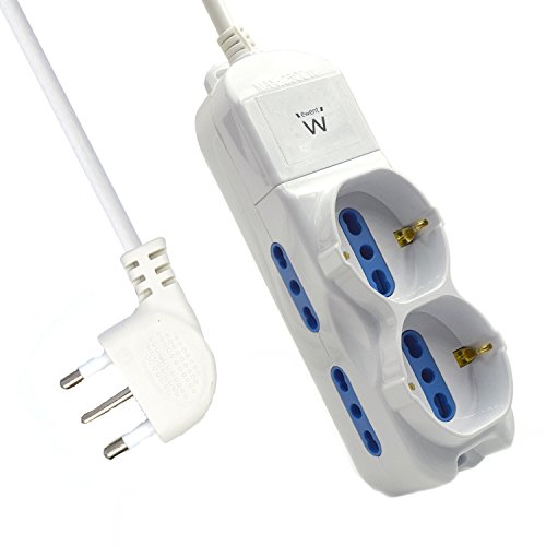 Ewent Stekkerdoos met Italiaanse stekker 16 A en stroomkabel van 1,5 m, 6 stopcontacten, wit