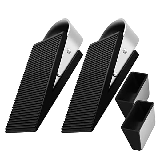 Techoln Heavy Duty Door Stopper, Rubber Wedge,304 Stainless Steel Security Door Stops,Suitable for All Floor Surfaces, with Hangers for Easy Storage (2, Black)