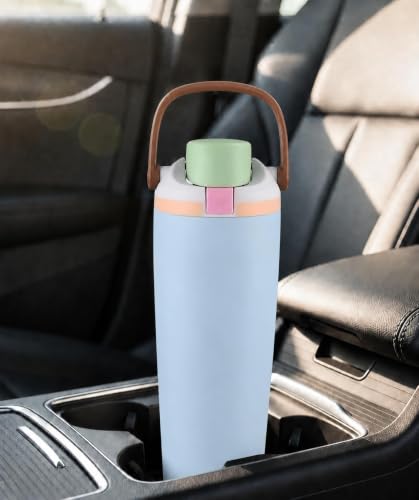 Image of HomeCloud 900ML Stainless Steel Water Bottle - Double-Wall Vacuum Insulated, Leakproof Straw Lid, BPA-Free Reusable Travel Flask with Two-Way Spout for Gym, Office & Outdoor Use (Blue Green)