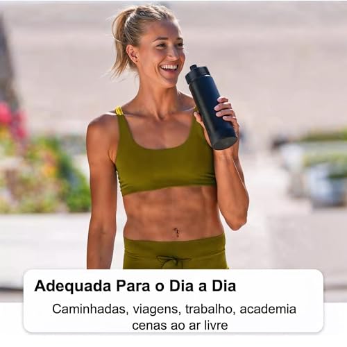 Garrafa Térmica 800ml, Duplamente Isolada a Vácuo - Mantém Bebidas Quentes por 12 Horas e Geladas po