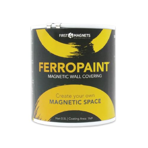 FIRST4MAGNETS FerroPaint® Charcoal Magnetic Paint for Walls, Bedroom, Office, Kitchen, Playroom, Classroom, DIY and Renovation - 0.5 Litres - 2x 0.25L Tins