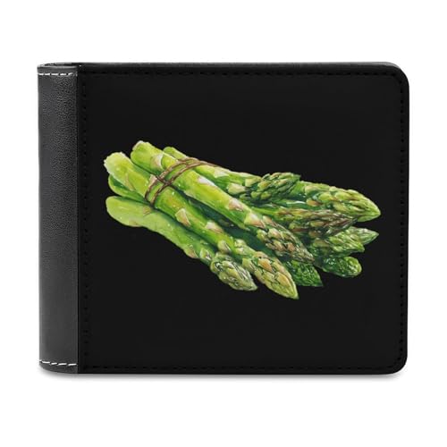 FWJZDSP Cartera de Piel con Estampado de espárragos en Acuarela, Delgada y Elegante, con 6 Compartimentos para Tarjetas de crédito