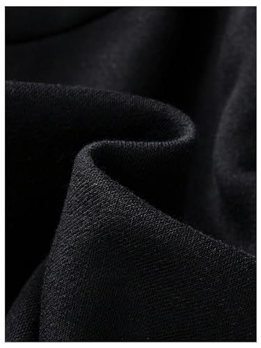 Image of RoseSeek Boy's Long Sleeve Letter Graphic Hoodie Drop Shoulder Hooded Neck Sweatshirts Pullovers Tops Black 11Y