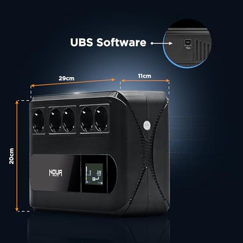 Noua Raiden 800VA Ups A Ciabatta Multipresa, Gruppo Di Continuità Per Pc Con Display, Potenza 800Va/480Watt, Tecnologia Line Interactive, Avr, 5 Uscite Schuko - 5