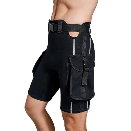 Dive Technical Shorts 2.5mm Neoprene Large Pockets Quick-Release Buckle Comfortable and Flexible Men's Dive Shorts Wetsuit Wet Shorts for Diving Swimming Snorkeling (XXXX-Large)