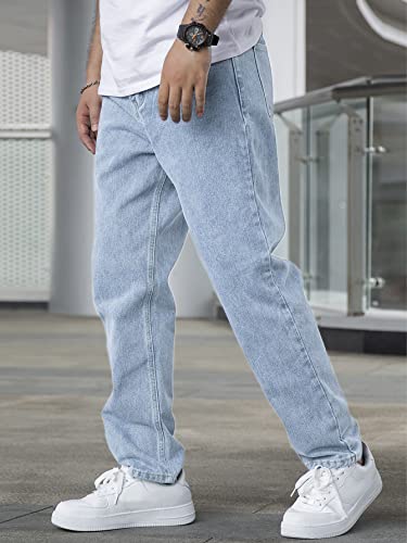 Image of AVANOVA Men's Slant Pocket Wide Leg Jeans - Casual Loose Fit Denim Pants, Cotton Blend Trousers with Slant Pockets for Daily & Streetwear (Jeans-139)