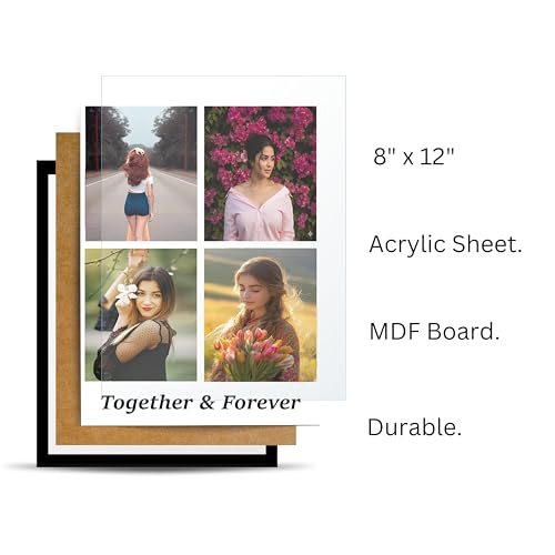 Image of Personalized Photo Frame 8x12 Inch | Custom Collage Photo Frame Gift for Birthday, Anniversary, Couple, Friends | Acrylic Sheet with MDF Back | Wall Decor Memory Frame (D-4)
