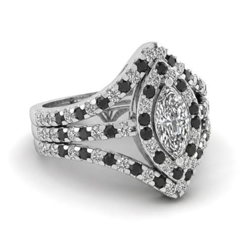 Image of Choose Your Gemstone Royal Empress Ring 925 Sterling Silver Marquise Shape Halo Engagement Rings Ornaments Surprise for Wife Symbol of Love Clarity Comfortable US Size 4 to 12