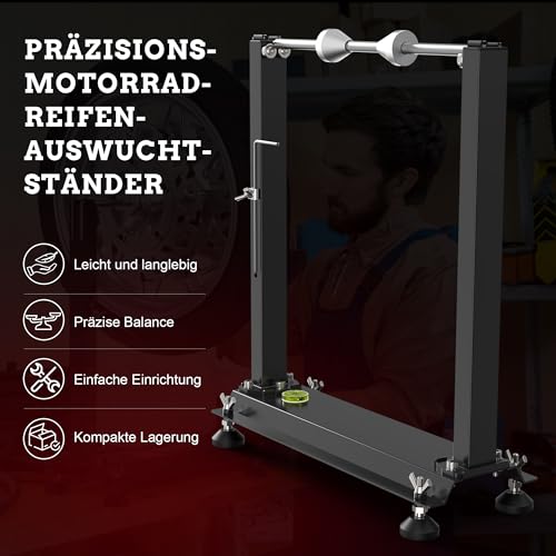 ILOKNZI Motorrad Auswuchtständer – Schwerlast Reifenwuchtgerät für statisches & dynamisches Wuchten – Universal Reifenmontagehilfe für Motorradreifen