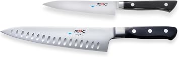 MAC Knife Professional series 2-piece starter knife set PRO-20, MTH-80 Pro series 8 Chef's knife w/dimples and PKF-50 Pro series 5 Paring knife, handcrafted in Seki, Japan