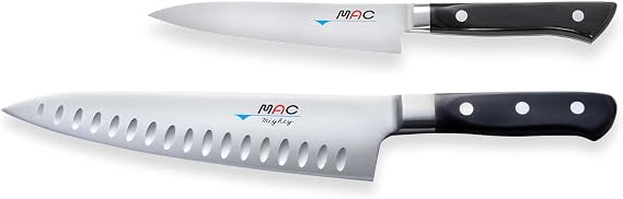 MAC Knife Professional series 2-piece starter knife set PRO-20, MTH-80 Pro series 8 Chef's knife w/dimples and PKF-50 Pro series 5 Paring knife, handcrafted in Seki, Japan