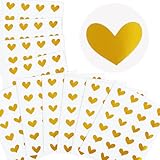 【💛Paket enthalten】 10 Blätter (240 Stück) Herzaufkleber, niedliche Gold Herzaufkleber für Umschlag, Karten, Bastelarbeiten, Geschenkverpackung, Scrapbooking usw.