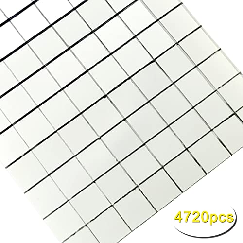 4720 Stück Selbstklebende Mosaikfliesen Quadratische Glasspiegel Mosaikfliesen Spiegel für DIY Handwerk Dekoration, Spiegelmosaik, Mosaik Spiegel (5 x 5 mm, Silber)