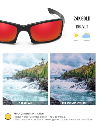 Image of BLAZERBUCK Polycarbonate Polarized Replacement Lenses for Oakley Fives Squared(4+1) OO9238 Sunglasses - Fire Red AR Coated