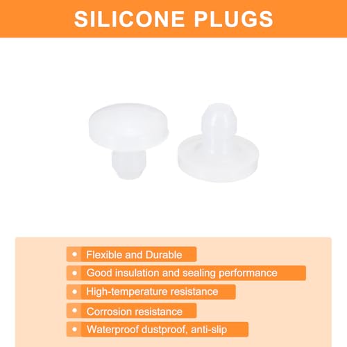 Image of uxcell 36 Pcs Silicone Plugs, Rubber Round Snap in Locking Hole Plugs for 2.5-3mm Hole, Hole Stoppers Waterproof Hole Plug for Metal Tube, Furniture End Caps Inserts, Clear
