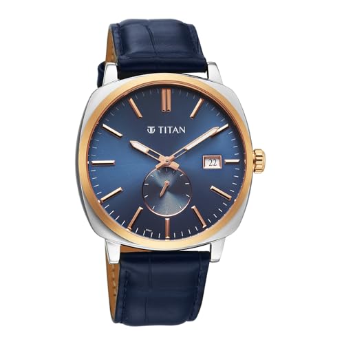 Image of Titan Classique Suave 2.0 Analog with Blue Dial Blue Leather Strap Watch for Men - 90189KL01