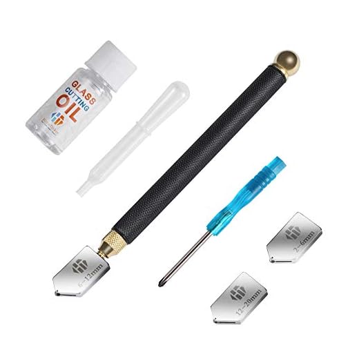 Glass Cutter 2mm-20mm, Glass Cutter Tool with Glass Cutting Oil, Glass Cutting Tool with Aotomatic Oil Feed, Glass Cutter for Mirrors/Tiles/Mosaic