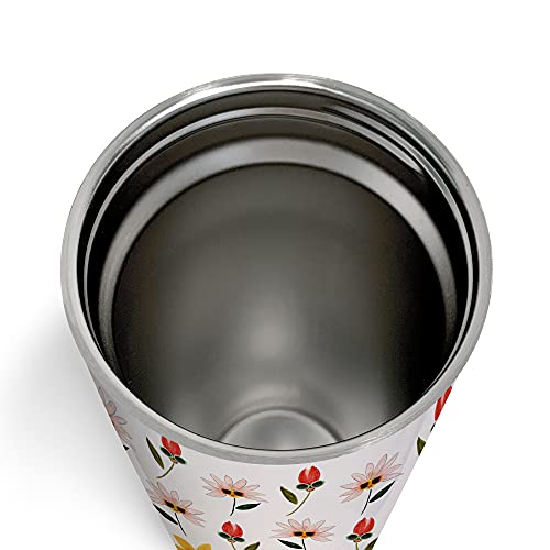 Studio Oh! Insulated Stainless Steel Water Tumbler With Straw Sassy Flowers - 17-Ounce Travel-Friendly Thermal Cup With Original Art Design - Unique Gifts For Men & Women #TOP1