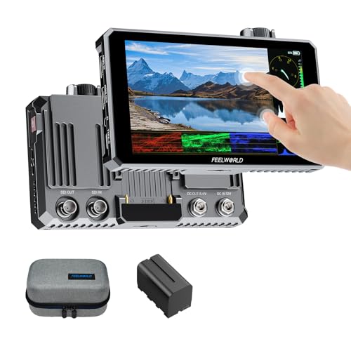 Image of FEELWORLD SC6 6 inch 1500nit 3G SDI Aluminum On Camera Field DSLR Monitor, Touchscreen Support HDMI 4K60 Custom 3D LUT, Waveform for Outdoor Professional Video Photography with F750 Battery and Bag