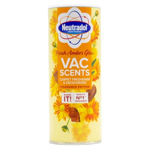 Neutradol Carpet Deodoriser, Vac Scents, Odour Neutraliser Powder for Carpets & Rugs, Fresh Amber Glow, Multipack of 2 x 350g