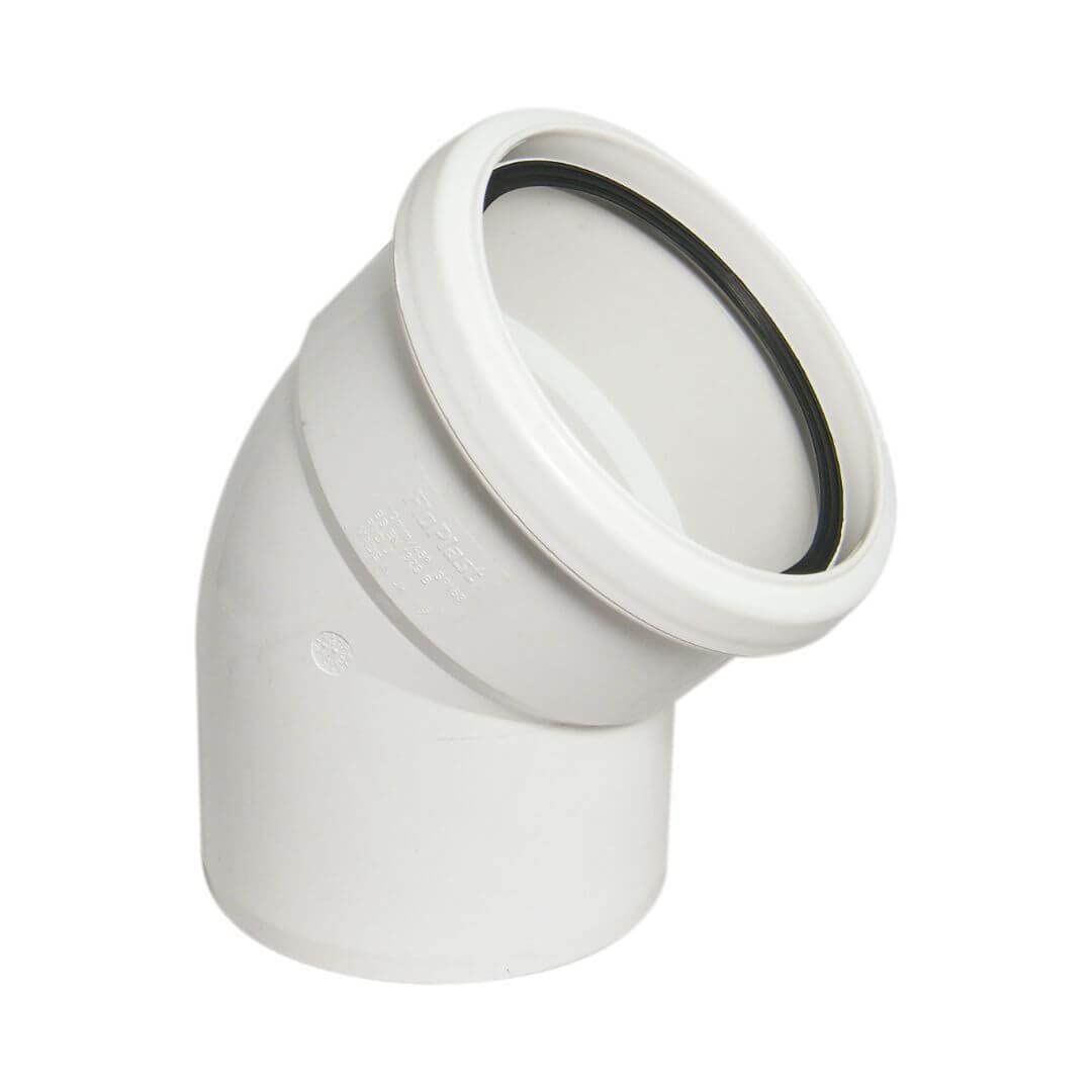 110mm Ring Seal Soil 135 Degree Socket to Spigot Bend- White